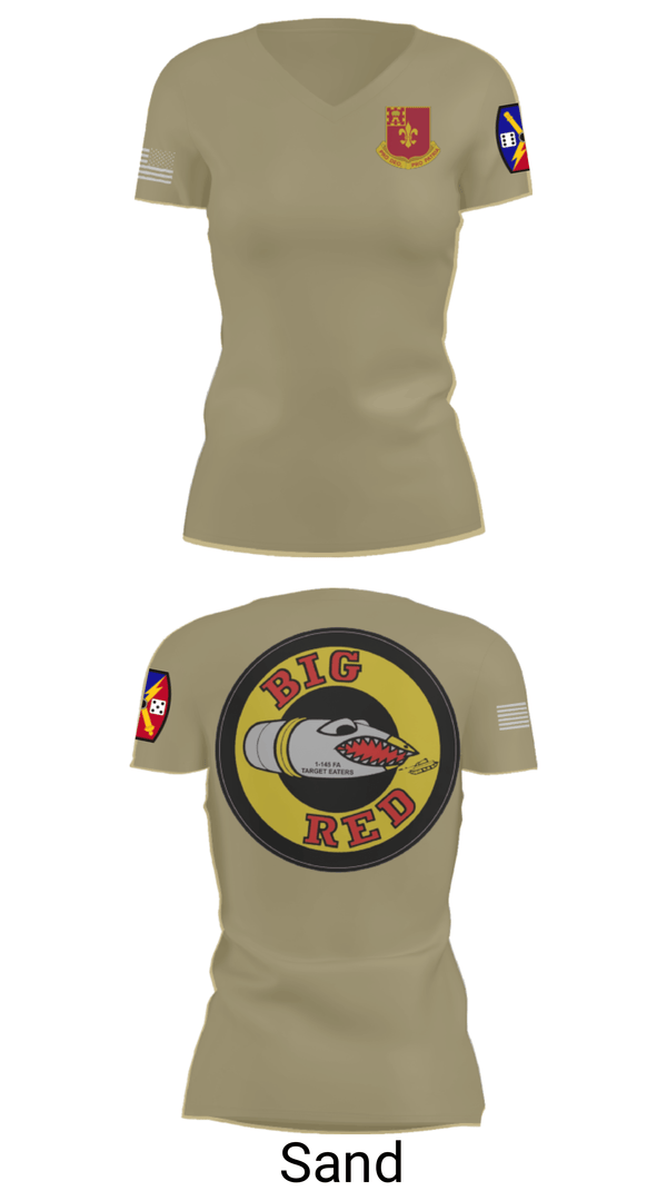 Women's Short Sleeve Vneck Shirt, 1-145 FA, National Guard, Teamtime, Team time, sublimation, custom sports apparel, team uniforms, spirit wear, spiritwear, sports uniforms, custom shirts, team store, custom team store, fundraiser sports, apparel fundraiser