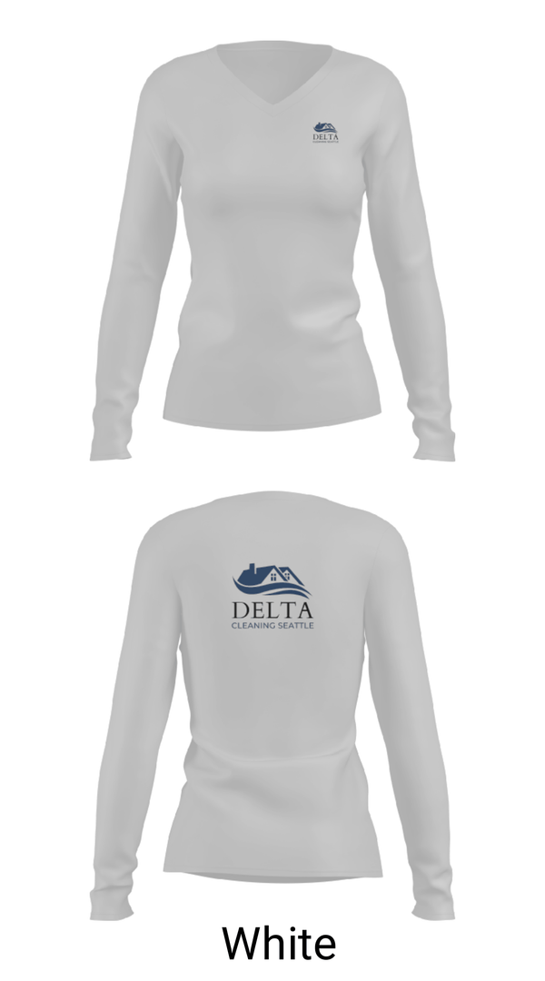 Women's Long Sleeve Vneck Shirt, Delta cleaning LLC, , Teamtime, Team time, sublimation, custom sports apparel, team uniforms, spirit wear, spiritwear, sports uniforms, custom shirts, team store, custom team store, fundraiser sports, apparel fundraiser