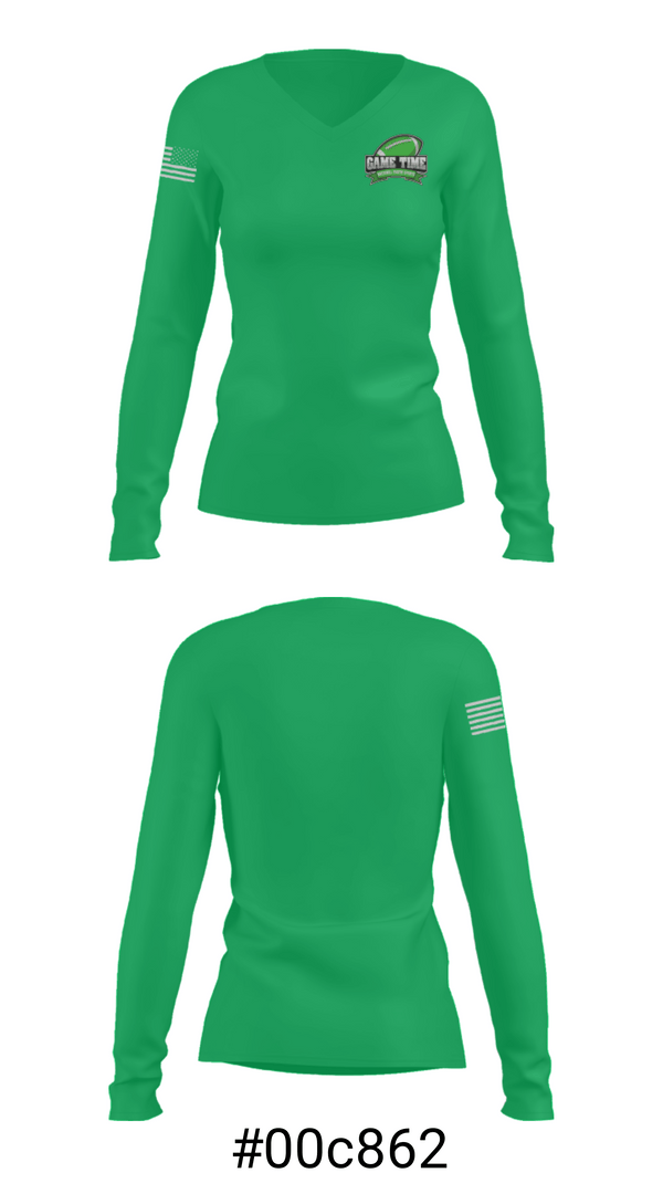 Women's Long Sleeve Vneck Shirt, GAME TIME NATIONAL YOUTH SPORTS, , Teamtime, Team time, sublimation, custom sports apparel, team uniforms, spirit wear, spiritwear, sports uniforms, custom shirts, team store, custom team store, fundraiser sports, apparel fundraiser