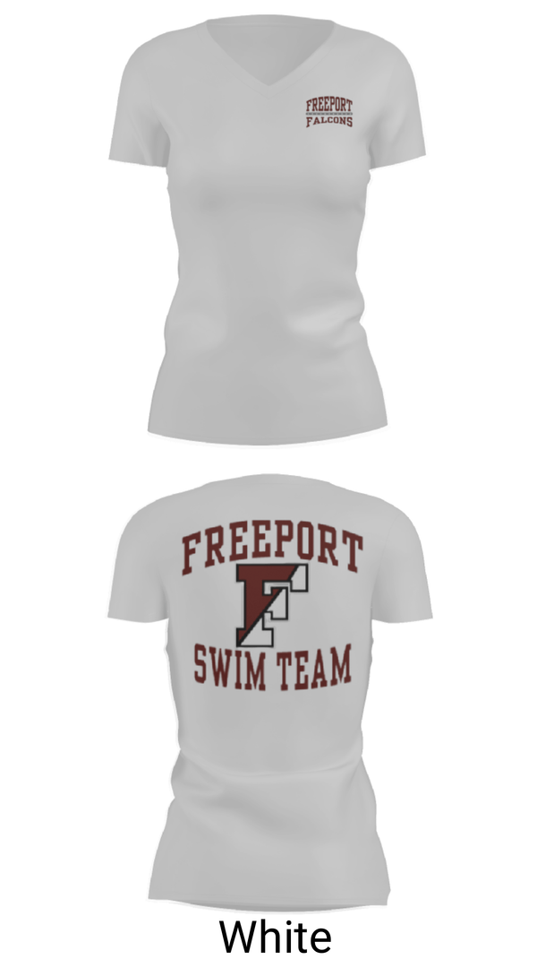 Women's Short Sleeve Vneck Shirt, Freeport High School, Swimming, Teamtime, Team time, sublimation, custom sports apparel, team uniforms, spirit wear, spiritwear, sports uniforms, custom shirts, team store, custom team store, fundraiser sports, apparel fundraiser