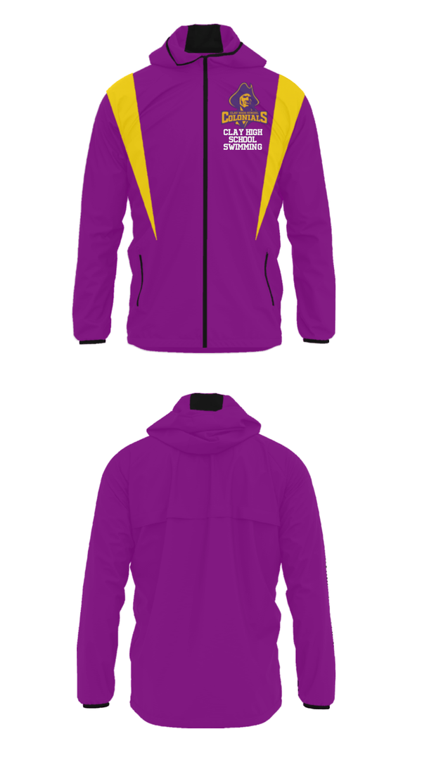 Windbreaker, Clay High School Swimming, Swimming, Teamtime, Team time, sublimation, custom sports apparel, team uniforms, spirit wear, spiritwear, sports uniforms, custom shirts, team store, custom team store, fundraiser sports, apparel fundraiser