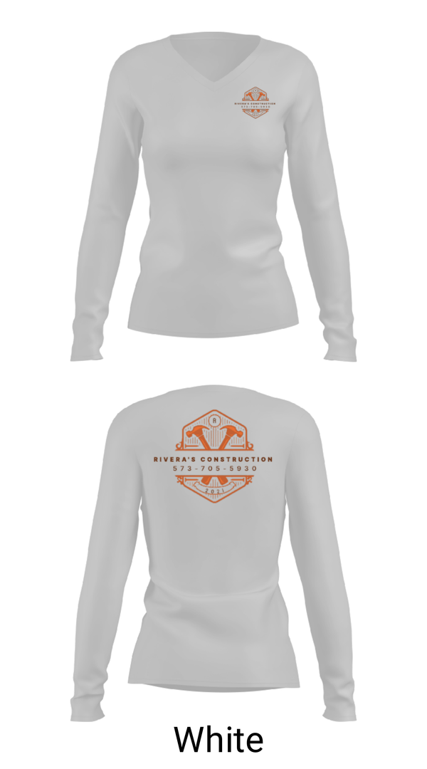 Women's Long Sleeve Vneck Shirt, Rivera's Construction, , Teamtime, Team time, sublimation, custom sports apparel, team uniforms, spirit wear, spiritwear, sports uniforms, custom shirts, team store, custom team store, fundraiser sports, apparel fundraiser