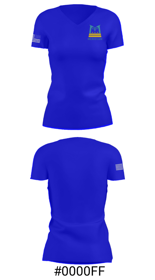 Women's Short Sleeve Vneck Shirt, Meridian Public Charter School, Spirit Store, Teamtime, Team time, sublimation, custom sports apparel, team uniforms, spirit wear, spiritwear, sports uniforms, custom shirts, team store, custom team store, fundraiser sports, apparel fundraiser