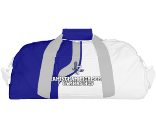 Duffle Bag, Framingham High School Gymnastics, Spirit Store, Teamtime, Team time, sublimation, custom sports apparel, team uniforms, spirit wear, spiritwear, sports uniforms, custom shirts, team store, custom team store, fundraiser sports, apparel fundraiser