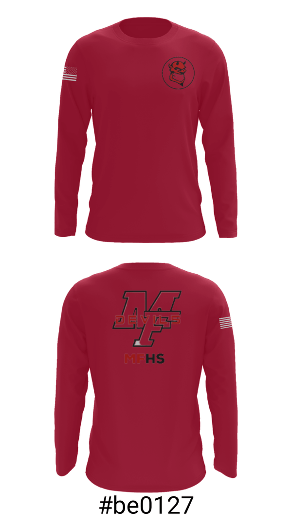 Long Sleeve Performance Shirt, Marion Franklin lady Red Devils, Women's Basketball, Teamtime, Team time, sublimation, custom sports apparel, team uniforms, spirit wear, spiritwear, sports uniforms, custom shirts, team store, custom team store, fundraiser sports, apparel fundraiser