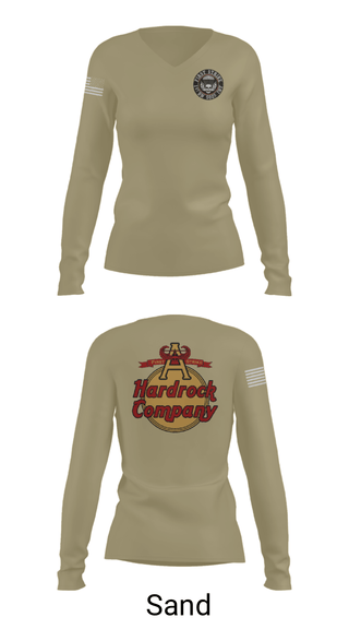 Women's Long Sleeve Vneck Shirt, Hardrock Company, Army, Teamtime, Team time, sublimation, custom sports apparel, team uniforms, spirit wear, spiritwear, sports uniforms, custom shirts, team store, custom team store, fundraiser sports, apparel fundraiser