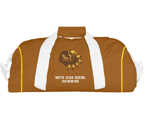Duffle Bag, South High School Swimming, Swimming, Teamtime, Team time, sublimation, custom sports apparel, team uniforms, spirit wear, spiritwear, sports uniforms, custom shirts, team store, custom team store, fundraiser sports, apparel fundraiser