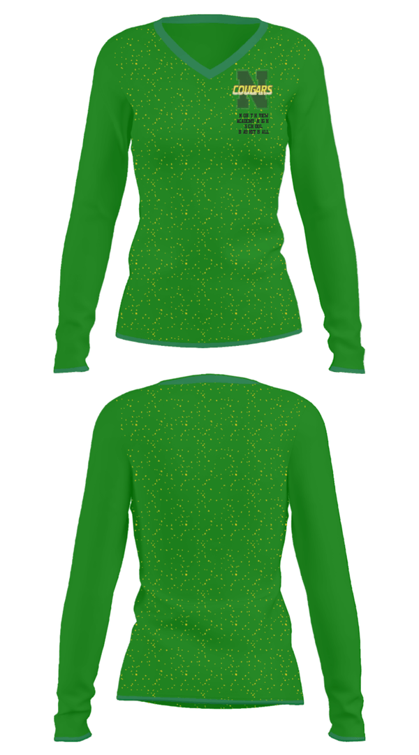 Women's Long Sleeve Vneck Shirt, Northview Academy High School Basketball, Men's Basketball, Teamtime, Team time, sublimation, custom sports apparel, team uniforms, spirit wear, spiritwear, sports uniforms, custom shirts, team store, custom team store, fundraiser sports, apparel fundraiser