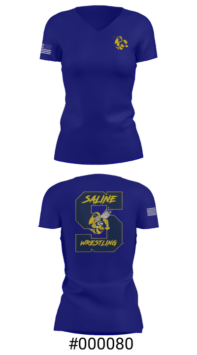 Saline Middle School Wrestling 11317795 Women's Short Sleeve V-neck Shirt - 21