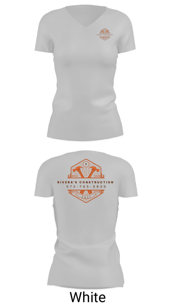 Women's Short Sleeve Vneck Shirt, Rivera's Construction, , Teamtime, Team time, sublimation, custom sports apparel, team uniforms, spirit wear, spiritwear, sports uniforms, custom shirts, team store, custom team store, fundraiser sports, apparel fundraiser