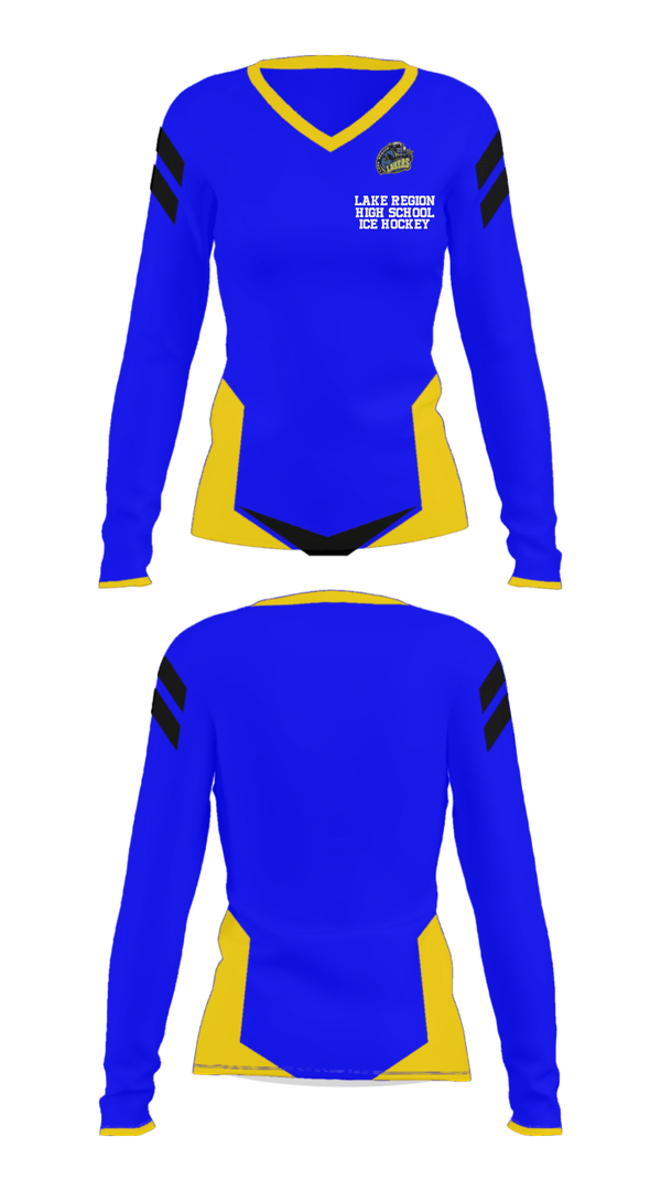 Women's Long Sleeve Vneck Shirt, Lake Region High School Ice Hockey, Ice Hockey, Teamtime, Team time, sublimation, custom sports apparel, team uniforms, spirit wear, spiritwear, sports uniforms, custom shirts, team store, custom team store, fundraiser sports, apparel fundraiser