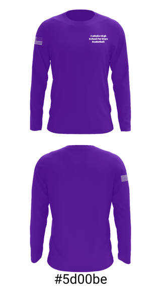 Long Sleeve Performance Shirt, Catholic High School For Boys Basketball, Men's Basketball, Teamtime, Team time, sublimation, custom sports apparel, team uniforms, spirit wear, spiritwear, sports uniforms, custom shirts, team store, custom team store, fundraiser sports, apparel fundraiser