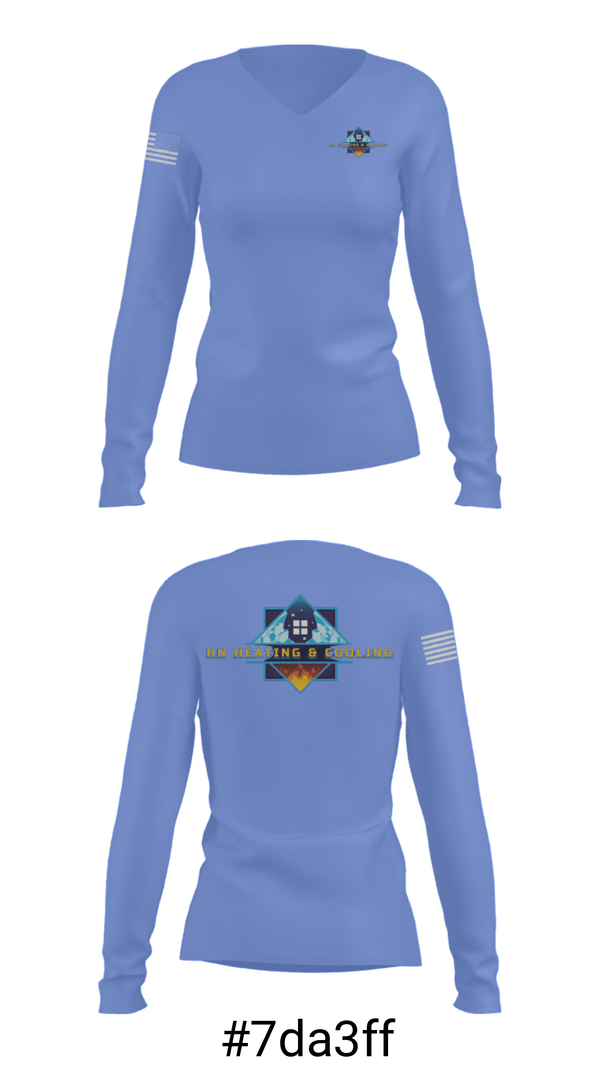 Women's Long Sleeve Vneck Shirt, HN Heating & Cooling, , Teamtime, Team time, sublimation, custom sports apparel, team uniforms, spirit wear, spiritwear, sports uniforms, custom shirts, team store, custom team store, fundraiser sports, apparel fundraiser