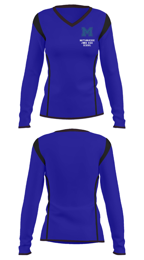 Women's Long Sleeve Vneck Shirt, Mattanawcook Junior High School, Spirit Store, Teamtime, Team time, sublimation, custom sports apparel, team uniforms, spirit wear, spiritwear, sports uniforms, custom shirts, team store, custom team store, fundraiser sports, apparel fundraiser