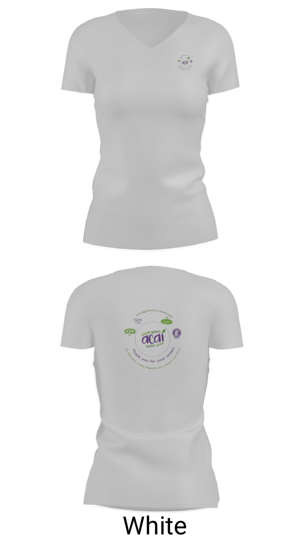 Women's Short Sleeve Vneck Shirt, World green açaí bowl, , Teamtime, Team time, sublimation, custom sports apparel, team uniforms, spirit wear, spiritwear, sports uniforms, custom shirts, team store, custom team store, fundraiser sports, apparel fundraiser