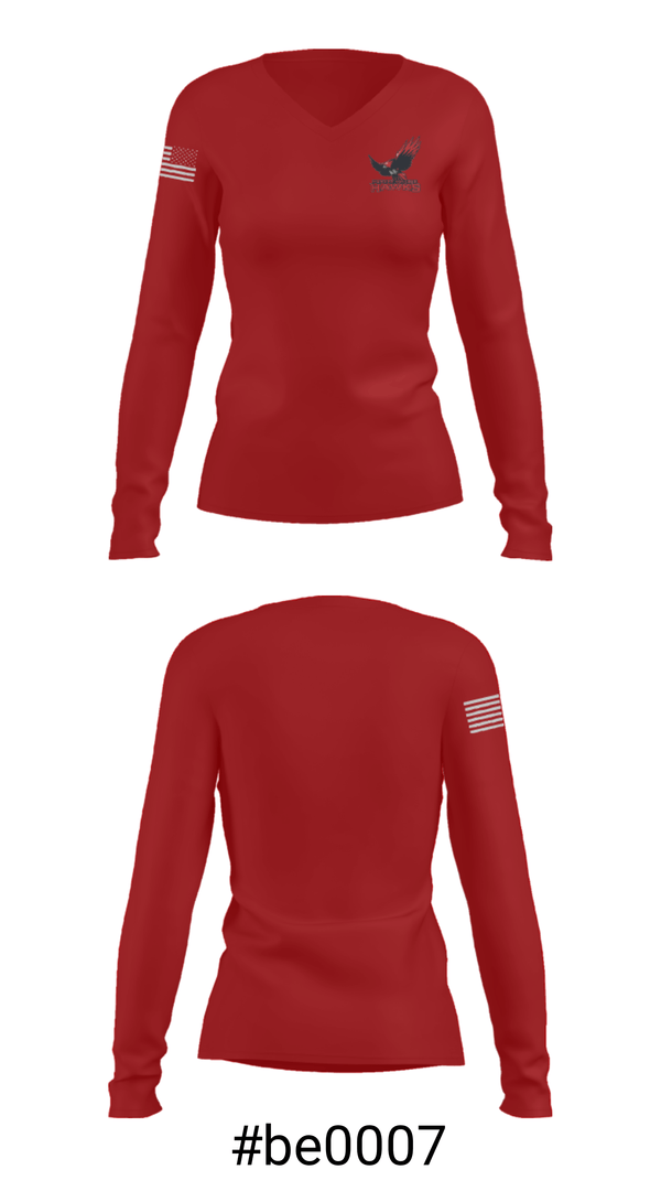 Women's Long Sleeve Vneck Shirt, Howard College, Spirit Store, Teamtime, Team time, sublimation, custom sports apparel, team uniforms, spirit wear, spiritwear, sports uniforms, custom shirts, team store, custom team store, fundraiser sports, apparel fundraiser
