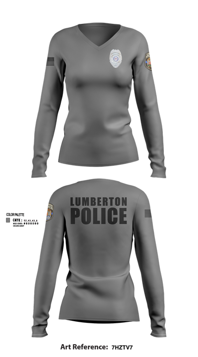 LUMBERTON POLICE 73149623 Women's Long Sleeve V-neck Shirt - 102