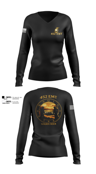 Womens Long Sleeve Vneck Shirt, 452 MED DET, Army, Teamtime, Team time, sublimation, custom sports apparel, team uniforms, spirit wear, spiritwear, sports uniforms, custom shirts, team store, custom team store, fundraiser sports, apparel fundraiser