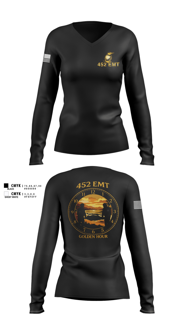 Womens Long Sleeve Vneck Shirt, 452 MED DET, Army, Teamtime, Team time, sublimation, custom sports apparel, team uniforms, spirit wear, spiritwear, sports uniforms, custom shirts, team store, custom team store, fundraiser sports, apparel fundraiser