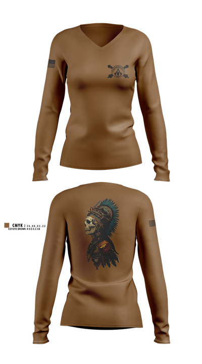 Azteca 73480590 Women's Long Sleeve V-neck Shirt - 1
