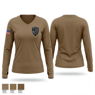 Womens Long Sleeve Vneck Shirt, Broken Bow Police Department (Oklahoma), Police, Teamtime, Team time, sublimation, custom sports apparel, team uniforms, spirit wear, spiritwear, sports uniforms, custom shirts, team store, custom team store, fundraiser sports, apparel fundraiser