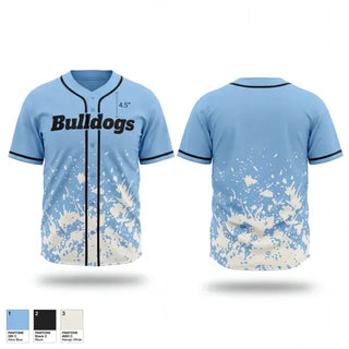 Full Button Baseball Jersey, Bulldogs, Baseball, Teamtime, Team time, sublimation, custom sports apparel, team uniforms, spirit wear, spiritwear, sports uniforms, custom shirts, team store, custom team store, fundraiser sports, apparel fundraiser