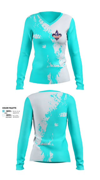 Womens Long Sleeve Vneck Shirt, Felice Kicking, , Teamtime, Team time, sublimation, custom sports apparel, team uniforms, spirit wear, spiritwear, sports uniforms, custom shirts, team store, custom team store, fundraiser sports, apparel fundraiser