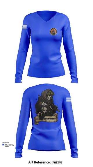 Womens Long Sleeve Vneck Shirt, HHC 2-135th AVN REG, , Teamtime, Team time, sublimation, custom sports apparel, team uniforms, spirit wear, spiritwear, sports uniforms, custom shirts, team store, custom team store, fundraiser sports, apparel fundraiser