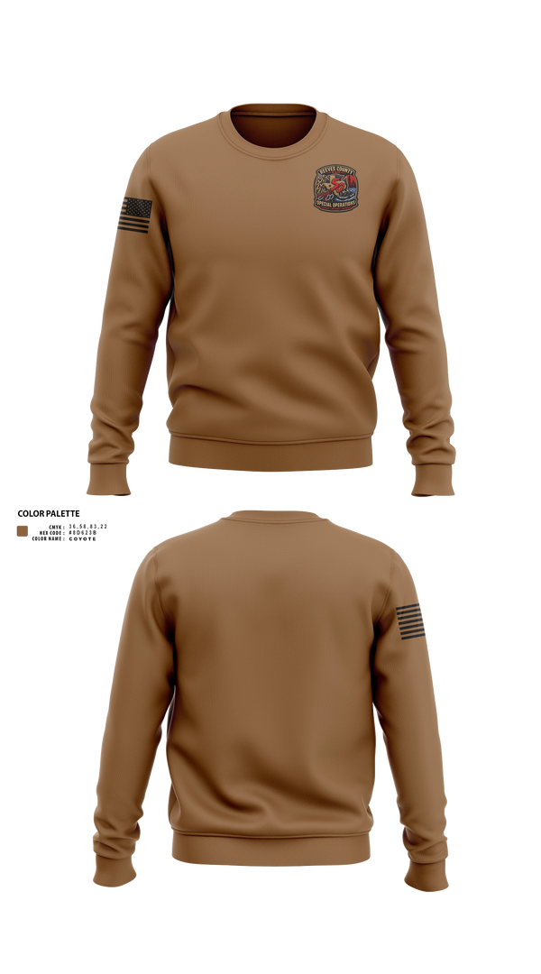 Crew Neck Sweatshirt, Reeves County ESD 1, Fire Department, Teamtime, Team time, sublimation, custom sports apparel, team uniforms, spirit wear, spiritwear, sports uniforms, custom shirts, team store, custom team store, fundraiser sports, apparel fundraiser