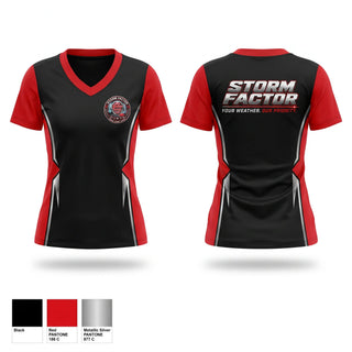 Womens Short Sleeve Vneck Shirt, Storm Factor Inc, , Teamtime, Team time, sublimation, custom sports apparel, team uniforms, spirit wear, spiritwear, sports uniforms, custom shirts, team store, custom team store, fundraiser sports, apparel fundraiser