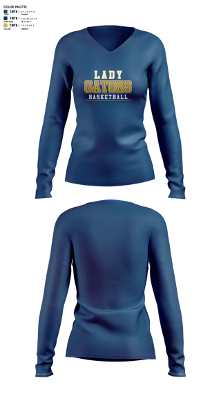 Womens Long Sleeve Vneck Shirt, Lady Gators Basketball, Women's Basketball, Teamtime, Team time, sublimation, custom sports apparel, team uniforms, spirit wear, spiritwear, sports uniforms, custom shirts, team store, custom team store, fundraiser sports, apparel fundraiser