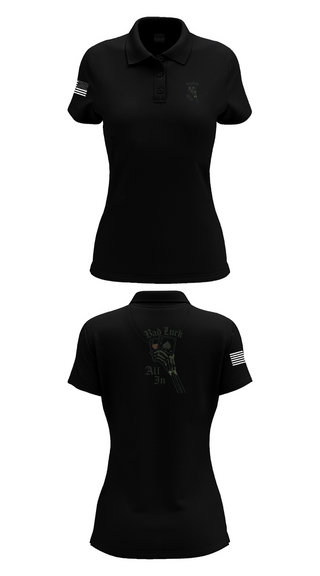 Womens Short Sleeve Performance Polo, 4th plt bad luck, Army, Teamtime, Team time, sublimation, custom sports apparel, team uniforms, spirit wear, spiritwear, sports uniforms, custom shirts, team store, custom team store, fundraiser sports, apparel fundraiser