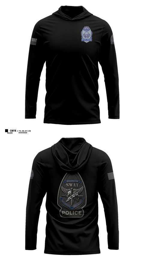 Long Sleeve hooded sunshirt, Franklin Police K9, Police, Teamtime, Team time, sublimation, custom sports apparel, team uniforms, spirit wear, spiritwear, sports uniforms, custom shirts, team store, custom team store, fundraiser sports, apparel fundraiser