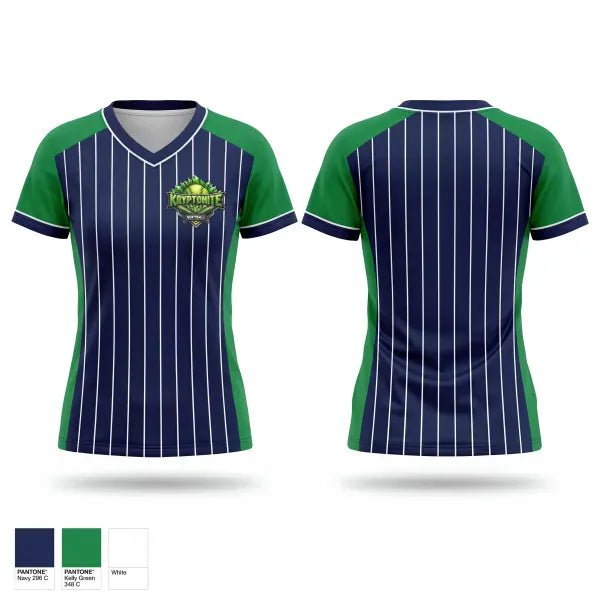 Womens Short Sleeve Vneck Shirt, Kryptonite, Baseball, Teamtime, Team time, sublimation, custom sports apparel, team uniforms, spirit wear, spiritwear, sports uniforms, custom shirts, team store, custom team store, fundraiser sports, apparel fundraiser