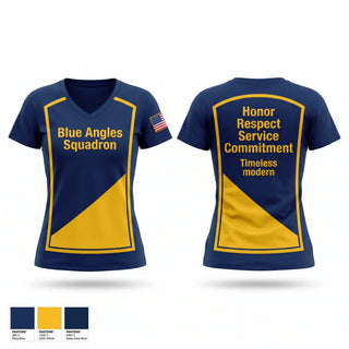 Womens Short Sleeve Vneck Shirt, Blue Angles Squadron, Navy, Teamtime, Team time, sublimation, custom sports apparel, team uniforms, spirit wear, spiritwear, sports uniforms, custom shirts, team store, custom team store, fundraiser sports, apparel fundraiser