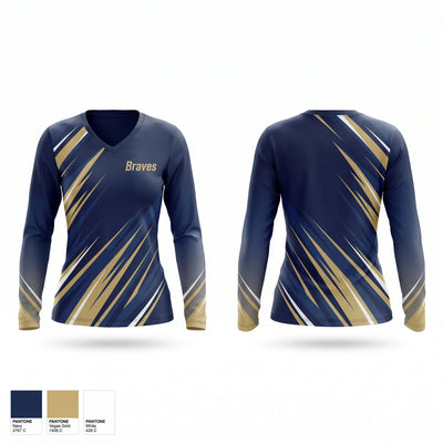 Braves Women's Long Sleeve V-neck Shirt - 1