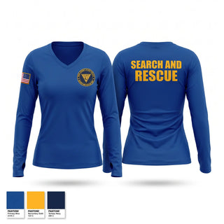 Womens Long Sleeve Vneck Shirt, NJSP Search and Rescue, Police, Teamtime, Team time, sublimation, custom sports apparel, team uniforms, spirit wear, spiritwear, sports uniforms, custom shirts, team store, custom team store, fundraiser sports, apparel fundraiser
