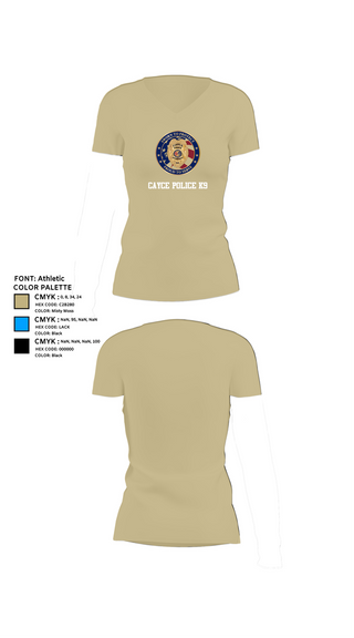 Womens Short Sleeve Vneck Shirt, Cayce Police K9, , Teamtime, Team time, sublimation, custom sports apparel, team uniforms, spirit wear, spiritwear, sports uniforms, custom shirts, team store, custom team store, fundraiser sports, apparel fundraiser