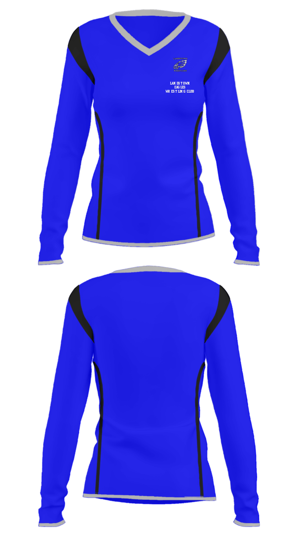 Women's Long Sleeve Vneck Shirt, Landstown Eagles Wrestling Club, Wrestling, Teamtime, Team time, sublimation, custom sports apparel, team uniforms, spirit wear, spiritwear, sports uniforms, custom shirts, team store, custom team store, fundraiser sports, apparel fundraiser