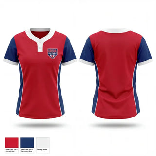 Two Button Softball Jersey, USA Softball of Alaska, Softball, Teamtime, Team time, sublimation, custom sports apparel, team uniforms, spirit wear, spiritwear, sports uniforms, custom shirts, team store, custom team store, fundraiser sports, apparel fundraiser