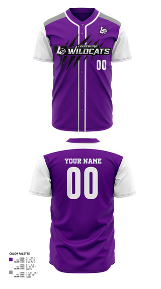Full Button Baseball Jersey, Louisburg Wildcat Baseball, Baseball, Teamtime, Team time, sublimation, custom sports apparel, team uniforms, spirit wear, spiritwear, sports uniforms, custom shirts, team store, custom team store, fundraiser sports, apparel fundraiser