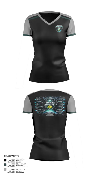 Womens Short Sleeve Vneck Shirt, Base Invaders, Softball, Teamtime, Team time, sublimation, custom sports apparel, team uniforms, spirit wear, spiritwear, sports uniforms, custom shirts, team store, custom team store, fundraiser sports, apparel fundraiser