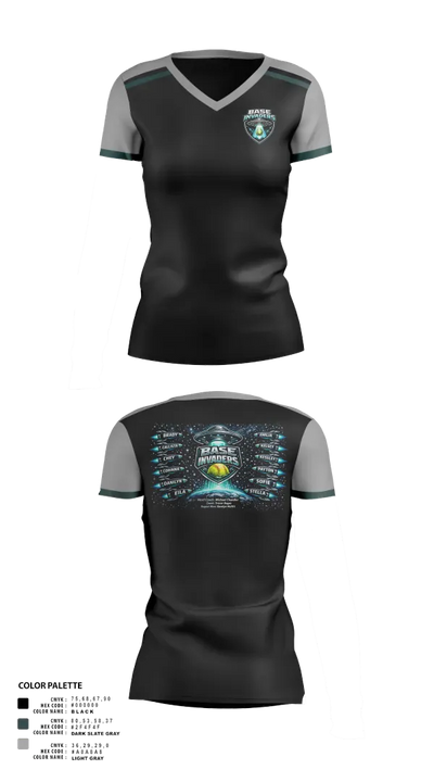 Base Invaders 47539290 Women's Short Sleeve V-neck Shirt - 22
