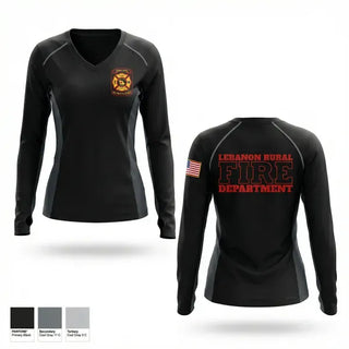 Womens Long Sleeve Vneck Shirt, Lebanon Rural Fire Protection District, Fire Department, Teamtime, Team time, sublimation, custom sports apparel, team uniforms, spirit wear, spiritwear, sports uniforms, custom shirts, team store, custom team store, fundraiser sports, apparel fundraiser