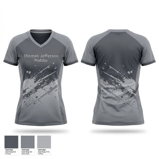 Womens Short Sleeve Vneck Shirt, Thomas Jefferson Middle, Women's Basketball, Teamtime, Team time, sublimation, custom sports apparel, team uniforms, spirit wear, spiritwear, sports uniforms, custom shirts, team store, custom team store, fundraiser sports, apparel fundraiser