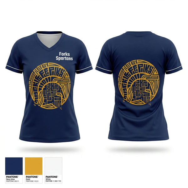 Womens Short Sleeve Vneck Shirt, Forks Spartans, Baseball, Teamtime, Team time, sublimation, custom sports apparel, team uniforms, spirit wear, spiritwear, sports uniforms, custom shirts, team store, custom team store, fundraiser sports, apparel fundraiser