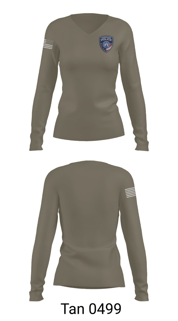 Womens Long Sleeve Vneck Shirt, Norwood Village Police Department, Police, Teamtime, Team time, sublimation, custom sports apparel, team uniforms, spirit wear, spiritwear, sports uniforms, custom shirts, team store, custom team store, fundraiser sports, apparel fundraiser
