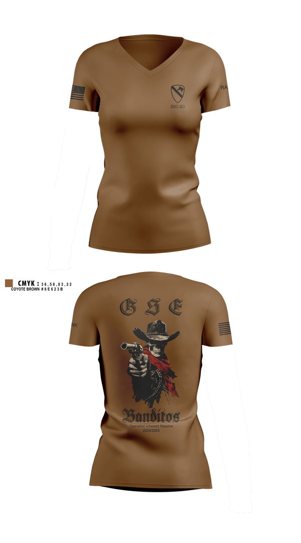 Womens Short Sleeve Vneck Shirt, BCO GSE, Army, Teamtime, Team time, sublimation, custom sports apparel, team uniforms, spirit wear, spiritwear, sports uniforms, custom shirts, team store, custom team store, fundraiser sports, apparel fundraiser