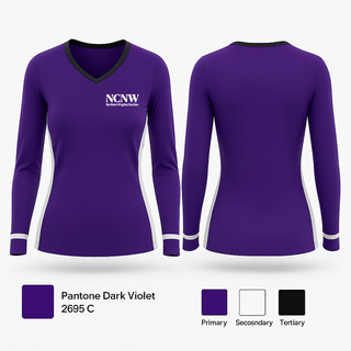 Womens Long Sleeve Vneck Shirt, Northern Virginia Section of National Council of Negro Women, , Teamtime, Team time, sublimation, custom sports apparel, team uniforms, spirit wear, spiritwear, sports uniforms, custom shirts, team store, custom team store, fundraiser sports, apparel fundraiser