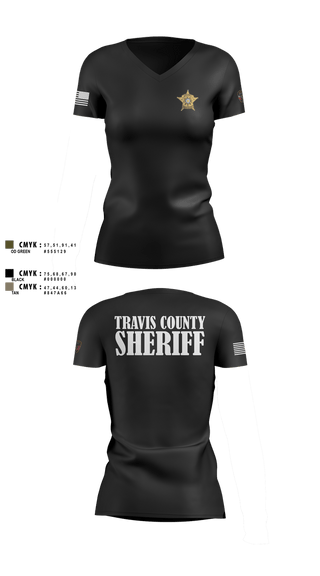 Womens Short Sleeve Vneck Shirt, Travis County Sheriff, Police, Teamtime, Team time, sublimation, custom sports apparel, team uniforms, spirit wear, spiritwear, sports uniforms, custom shirts, team store, custom team store, fundraiser sports, apparel fundraiser